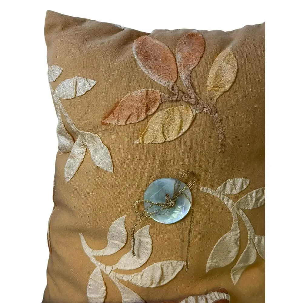 3-Piece Autumn Floral Appliqué Decorative Pillow Set with Shell Button Accents